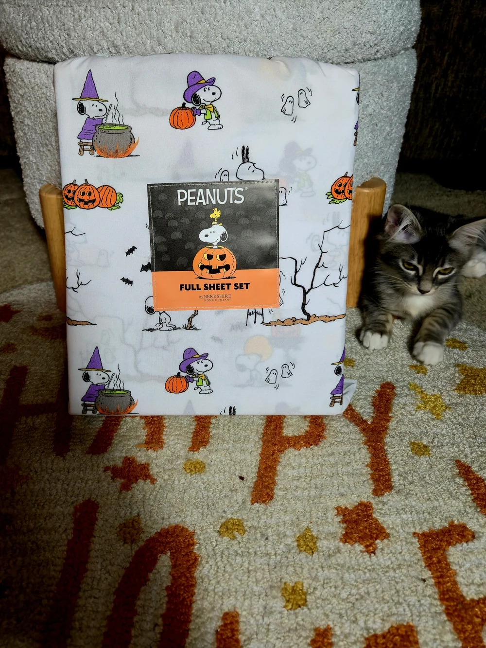 Peanuts Halloween Full Sheet Set – 4-Piece Snoopy & Woodstock Haunted Toile NWT
